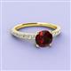2 - Lillian Desire 6.50 mm Round Red Garnet and Diamond Engagement Ring 