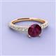 2 - Lillian Desire 6.50 mm Round Rhodolite Garnet and Diamond Engagement Ring 