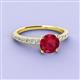 2 - Lillian Desire 6.00 mm Round Ruby and Diamond Engagement Ring 