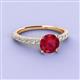 2 - Lillian Desire 6.00 mm Round Ruby and Diamond Engagement Ring 