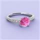 2 - Lillian Desire 6.00 mm Round Lab Created Pink Sapphire and Diamond Engagement Ring 