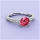 2 - Lillian Desire 6.50 mm Round Pink Tourmaline and Diamond Engagement Ring 