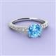 2 - Lillian Desire 6.50 mm Round Blue Topaz and Diamond Engagement Ring 