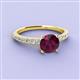 2 - Lillian Desire 6.50 mm Round Rhodolite Garnet and Diamond Engagement Ring 