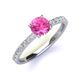 3 - Lillian Desire 6.00 mm Round Lab Created Pink Sapphire and Diamond Engagement Ring 