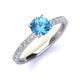 3 - Lillian Desire 6.50 mm Round Blue Topaz and Diamond Engagement Ring 