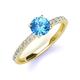 3 - Lillian Desire 6.50 mm Round Blue Topaz and Diamond Engagement Ring 