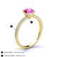 4 - Lillian Desire 6.00 mm Round Lab Created Pink Sapphire and Diamond Engagement Ring 