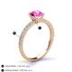 4 - Lillian Desire 6.00 mm Round Lab Created Pink Sapphire and Diamond Engagement Ring 