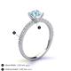 4 - Lillian Desire 6.50 mm Round Aquamarine and Diamond Engagement Ring 
