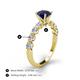 4 - Julian Desire 6.00 mm Round Blue Sapphire and Bezel Set Diamond Engagement Ring 