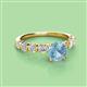 2 - Julian Desire 6.50 mm Round Aquamarine and Bezel Set Diamond Engagement Ring 