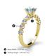 4 - Julian Desire 6.50 mm Round Aquamarine and Bezel Set Diamond Engagement Ring 