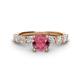 1 - Julian Desire 6.50 mm Round Rhodolite Garnet and Bezel Set Diamond Engagement Ring 