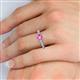 5 - Julian Desire 6.00 mm Round Lab Created Pink Sapphire and Bezel Set Diamond Engagement Ring 