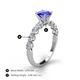 4 - Julian Desire 6.50 mm Round Tanzanite and Bezel Set Diamond Engagement Ring 