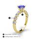 4 - Julian Desire 6.50 mm Round Tanzanite and Bezel Set Diamond Engagement Ring 