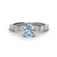 1 - Julian Desire 6.50 mm Round Aquamarine and Bezel Set Diamond Engagement Ring 