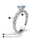 4 - Julian Desire 6.50 mm Round Aquamarine and Bezel Set Diamond Engagement Ring 
