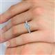 5 - Julian Desire 6.50 mm Round Aquamarine and Bezel Set Diamond Engagement Ring 
