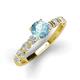 3 - Julian Desire 6.50 mm Round Aquamarine and Bezel Set Diamond Engagement Ring 