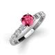 3 - Julian Desire 6.50 mm Round Pink Tourmaline and Bezel Set Diamond Engagement Ring 