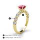 4 - Julian Desire 6.50 mm Round Pink Tourmaline and Bezel Set Diamond Engagement Ring 
