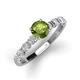 3 - Julian Desire 6.50 mm Round Peridot and Bezel Set Diamond Engagement Ring 