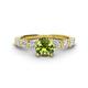 1 - Julian Desire 6.50 mm Round Peridot and Bezel Set Diamond Engagement Ring 