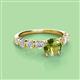 2 - Julian Desire 6.50 mm Round Peridot and Bezel Set Diamond Engagement Ring 
