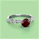 2 - Julian Desire 6.50 mm Round Red Garnet and Bezel Set Diamond Engagement Ring 