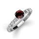 3 - Julian Desire 6.50 mm Round Red Garnet and Bezel Set Diamond Engagement Ring 