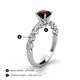 4 - Julian Desire 6.50 mm Round Red Garnet and Bezel Set Diamond Engagement Ring 