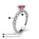 4 - Julian Desire 6.50 mm Round Rhodolite Garnet and Bezel Set Diamond Engagement Ring 