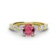 1 - Julian Desire 6.50 mm Round Rhodolite Garnet and Bezel Set Diamond Engagement Ring 