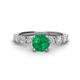 1 - Julian Desire 6.00 mm Round Emerald and Bezel Set Diamond Engagement Ring 