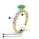 4 - Julian Desire 6.00 mm Round Emerald and Bezel Set Diamond Engagement Ring 