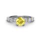 1 - Julian Desire 6.00 mm Round Lab Created Yellow Sapphire and Bezel Set Diamond Engagement Ring 