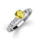 3 - Julian Desire 6.00 mm Round Lab Created Yellow Sapphire and Bezel Set Diamond Engagement Ring 