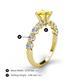 4 - Julian Desire 6.00 mm Round Lab Created Yellow Sapphire and Bezel Set Diamond Engagement Ring 