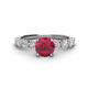 1 - Julian Desire 6.00 mm Round Ruby and Bezel Set Diamond Engagement Ring 