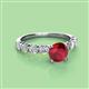 2 - Julian Desire 6.00 mm Round Ruby and Bezel Set Diamond Engagement Ring 