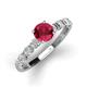 3 - Julian Desire 6.00 mm Round Ruby and Bezel Set Diamond Engagement Ring 