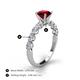 4 - Julian Desire 6.00 mm Round Ruby and Bezel Set Diamond Engagement Ring 