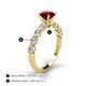 4 - Julian Desire 6.00 mm Round Ruby and Bezel Set Diamond Engagement Ring 