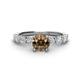 1 - Julian Desire 6.50 mm Round Smoky Quartz and Bezel Set Diamond Engagement Ring 