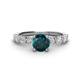 1 - Julian Desire 6.50 mm Round London Blue Topaz and Bezel Set Diamond Engagement Ring 