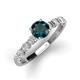 3 - Julian Desire 6.50 mm Round London Blue Topaz and Bezel Set Diamond Engagement Ring 