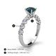 4 - Julian Desire 6.50 mm Round London Blue Topaz and Bezel Set Diamond Engagement Ring 