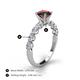 4 - Julian Desire 6.50 mm Round Lab Created Alexandrite and Bezel Set Diamond Engagement Ring 